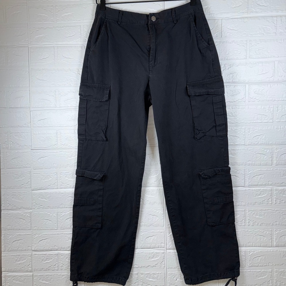 Cargo Pants Women M Black Utility Multi Pocket Streetwear Trousers